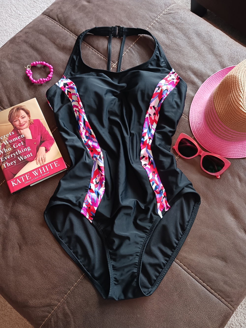 Catalina Modest Full Coverage One-Piece Halter Swimsuit Sz 12/14 EUC